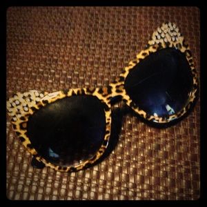 Betsey Johnson Leopard CatEar Fashion Sunglasses